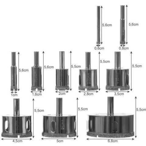 Otwornice diamentowe- zestaw 10szt. Bigstren 21641 Otwornice diamentowe- zestaw 10szt. Bigstren 21641