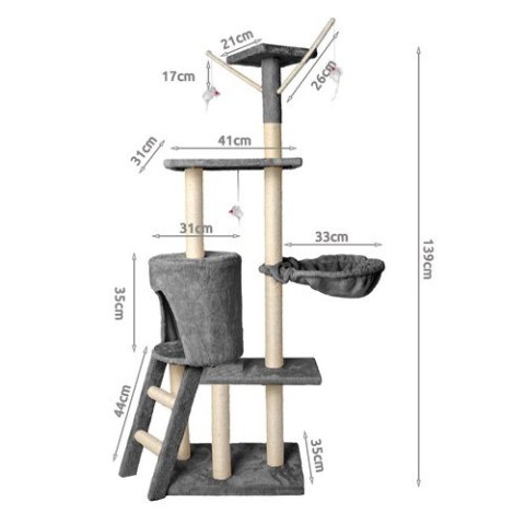 Drzewko dla kota 138cm szare Drzewko dla kota 138cm szare